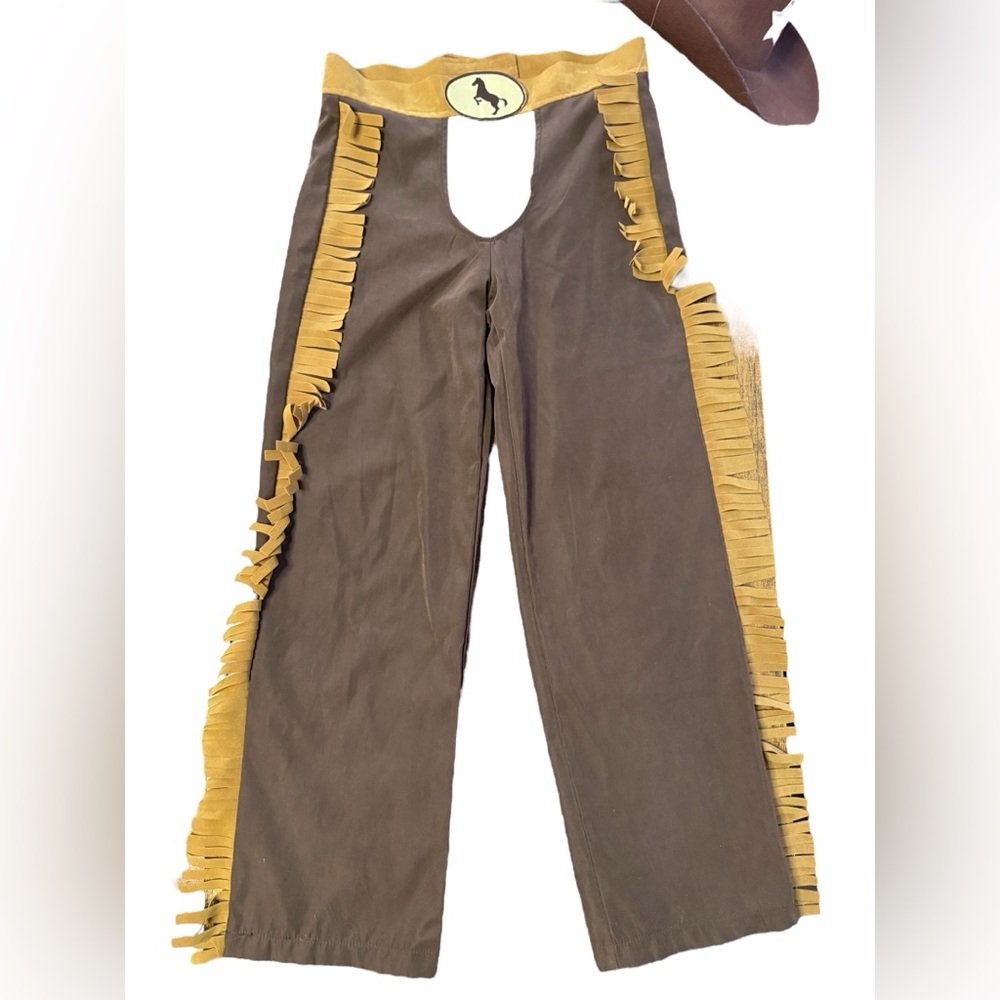 Gymboree L (10-12) JUNIOR BUCKAROO Cowboy Costume shirt hat chaps fringe gingham - Picture 8 of 13